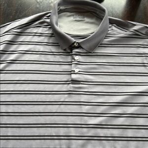 Basic edition, big and tall gray and black stripe button collared golf shirt 4XL